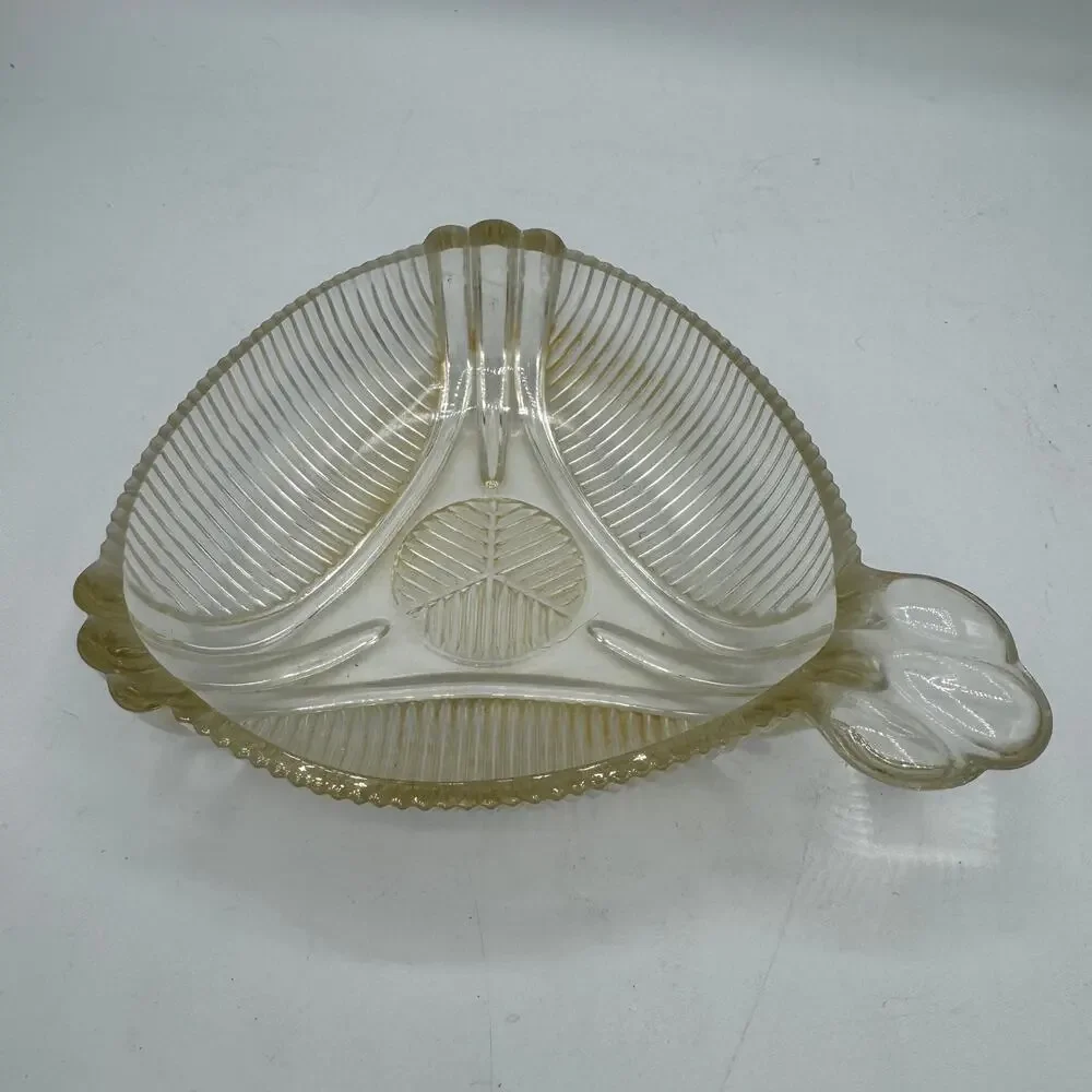Vintage Bon Bon Dish Hazel Atlas Art Deco Nappy Triangle Handled 6 inch